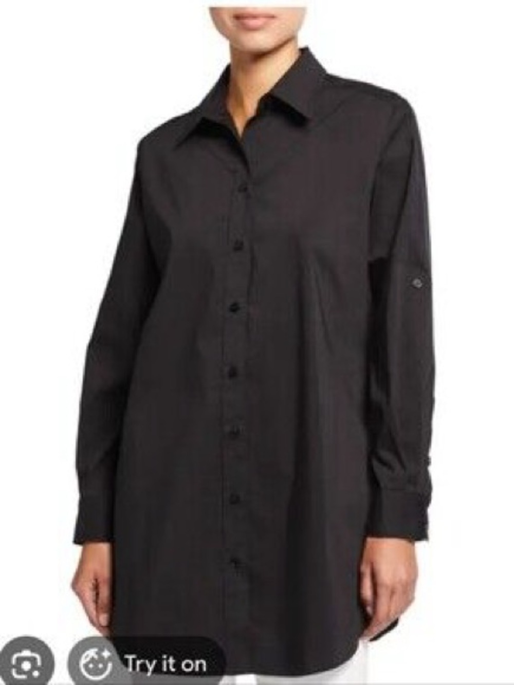 Finley black tunic shirt Adjustable sleeves pockets and an impeccable cut Size S
